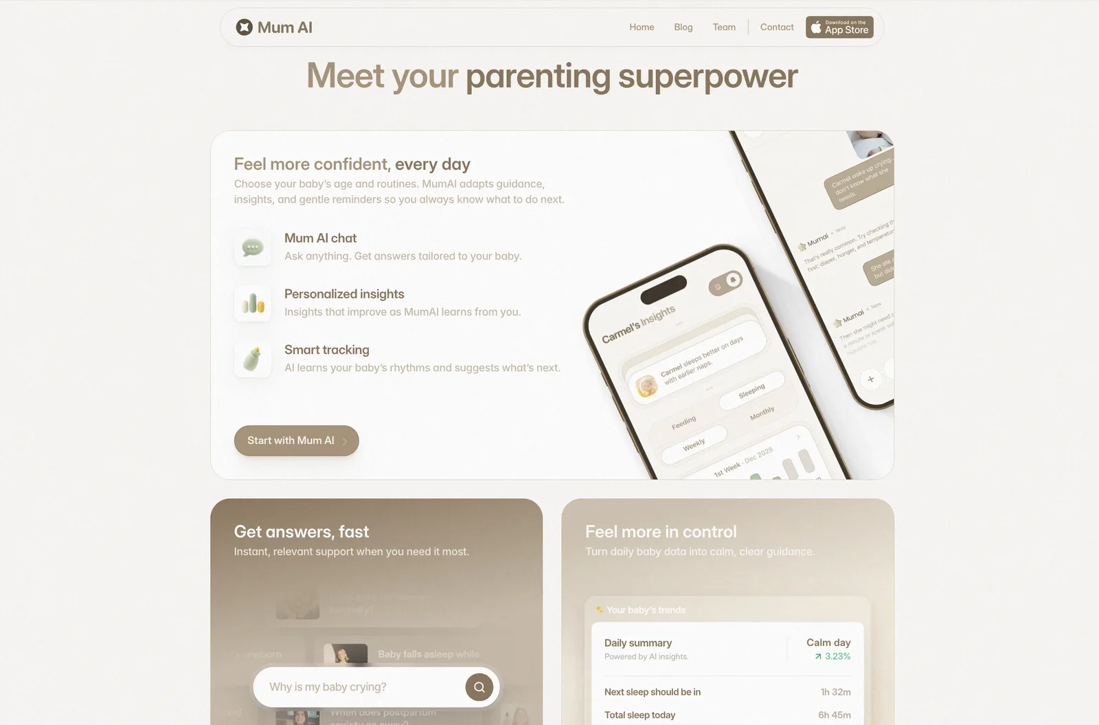MumAI app — conversational AI assistant